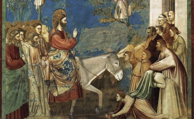 Giotto, Ingresso a Gerusalemme, particolare, 1303-1305 ca., Cappella degli Scrovegni, Padova – Wikimedia Commons